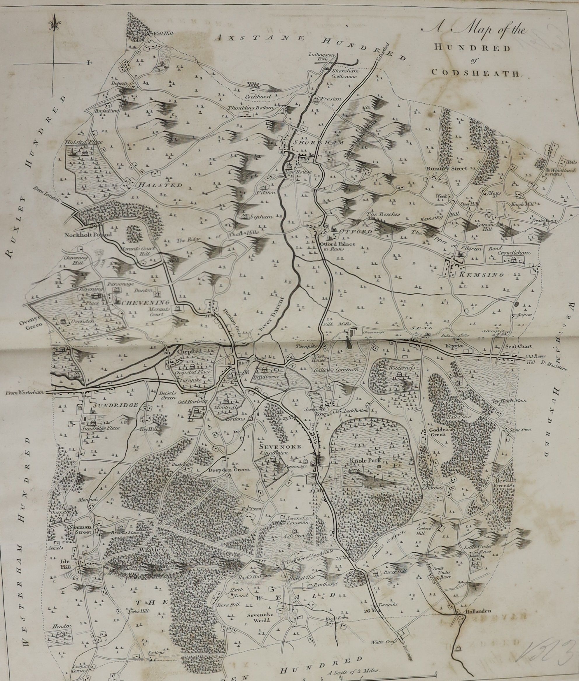 Hasted, Edward - Maps companion to The History and Topographical survey of the County of Kent, folio, half calf, some fore-edges trimmed, 1778-99. Sold not subject to return.